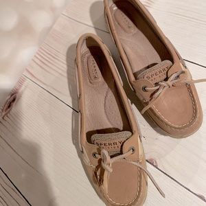 Sperry Angelfish boat shoes in linen/oat 7.5